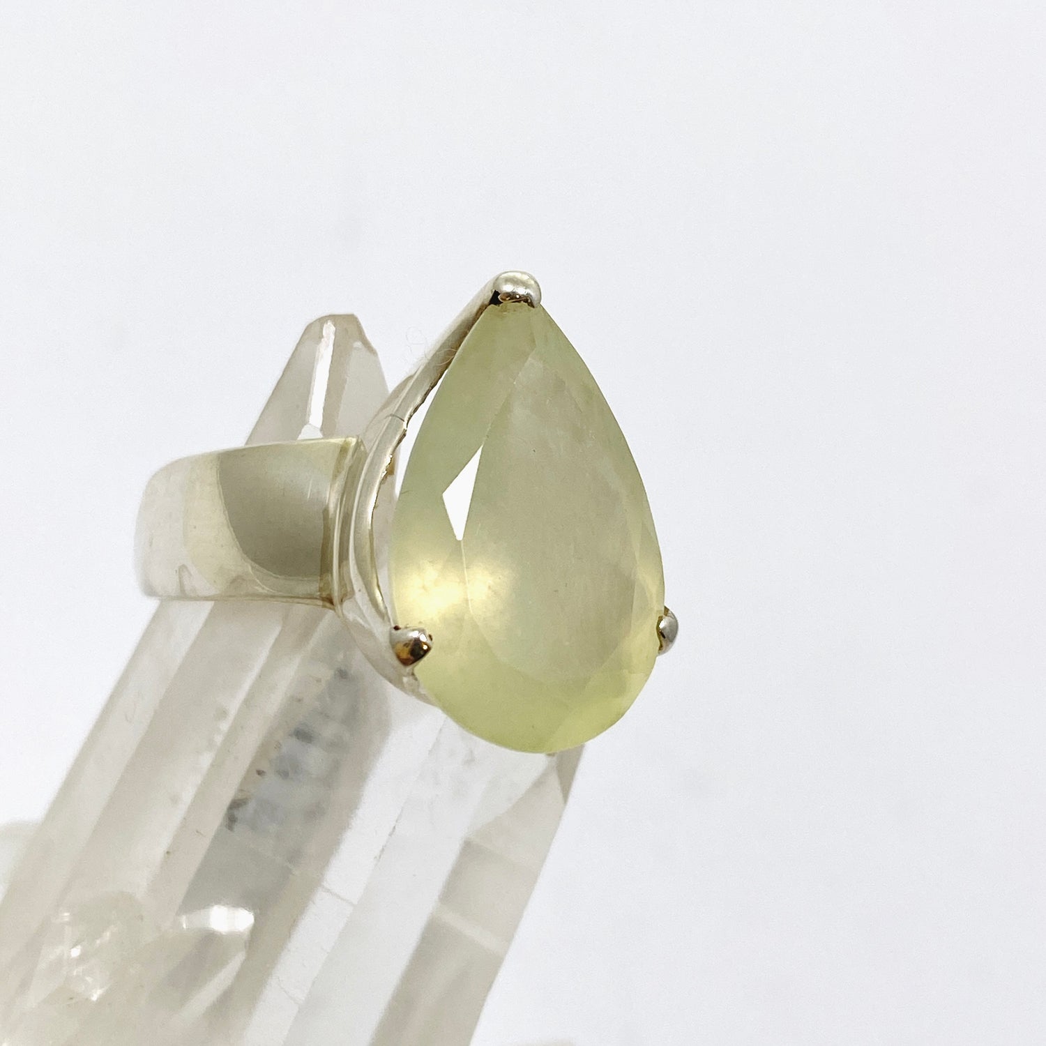 Prehnite Teardrop Faceted Ring Size 8.5 PRGJ865
