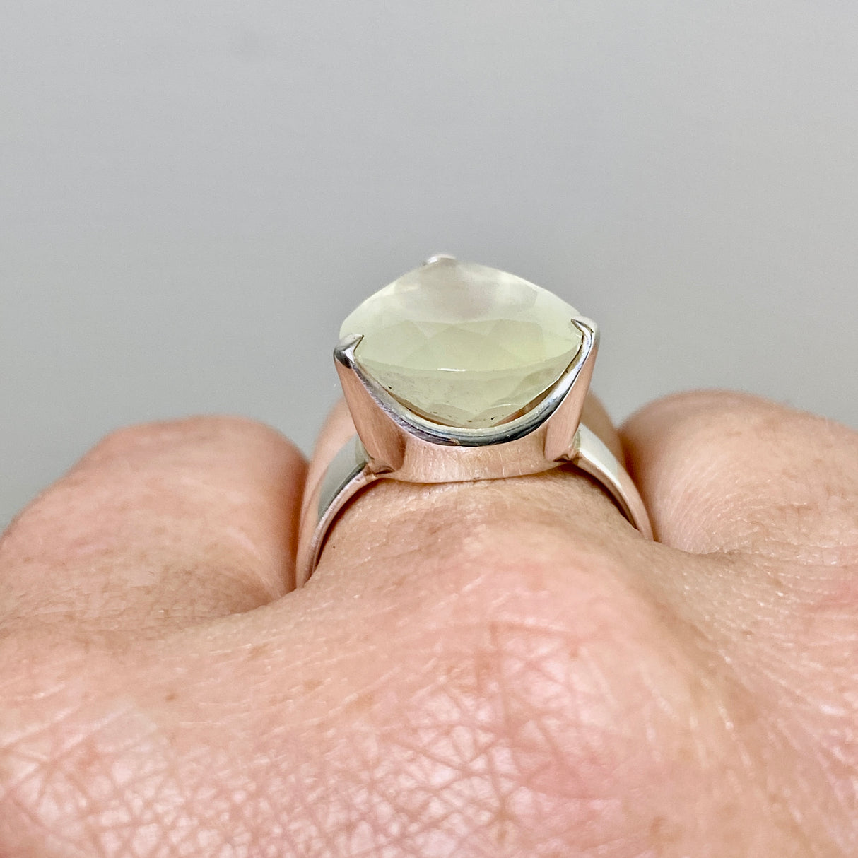 Prehnite Teardrop Faceted Ring Size 8.5 PRGJ865