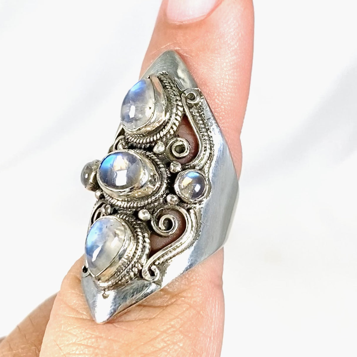 Boho Style Moonstone Multi-Stone Ring Size 8.5 R4068