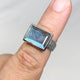 Labradorite Faceted Rectangular Ring with a Decorative Band R4794