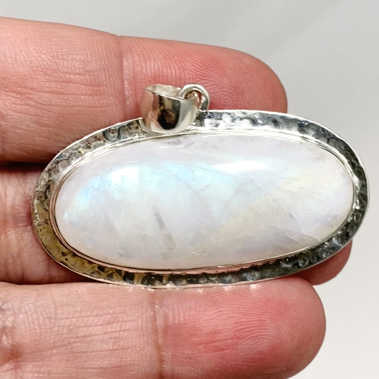 Moonstone Oval Pendant with Hammered Setting KPGJ4242