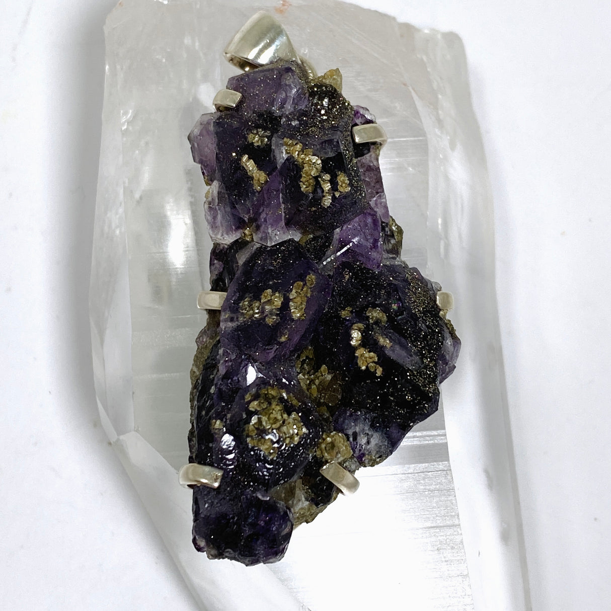 Purple Fluorite Raw Crystal Pendant PPGJ1287
