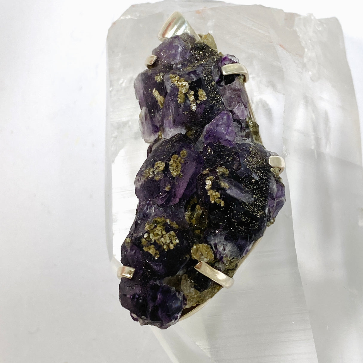 Purple Fluorite Raw Crystal Pendant PPGJ1287