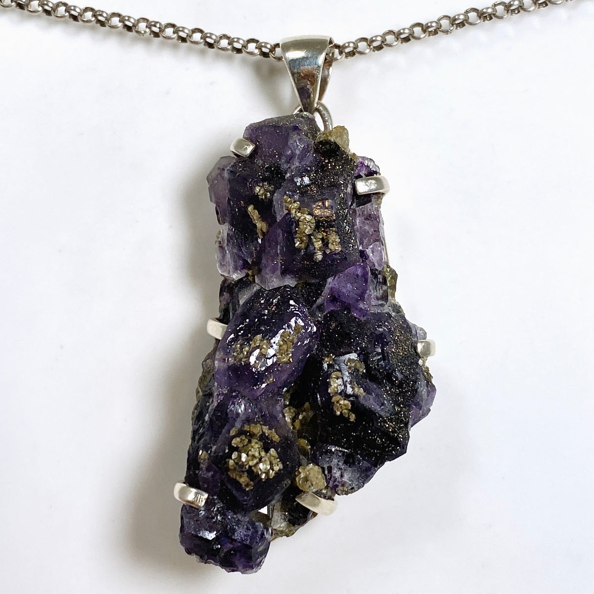 Purple Fluorite Raw Crystal Pendant PPGJ1287