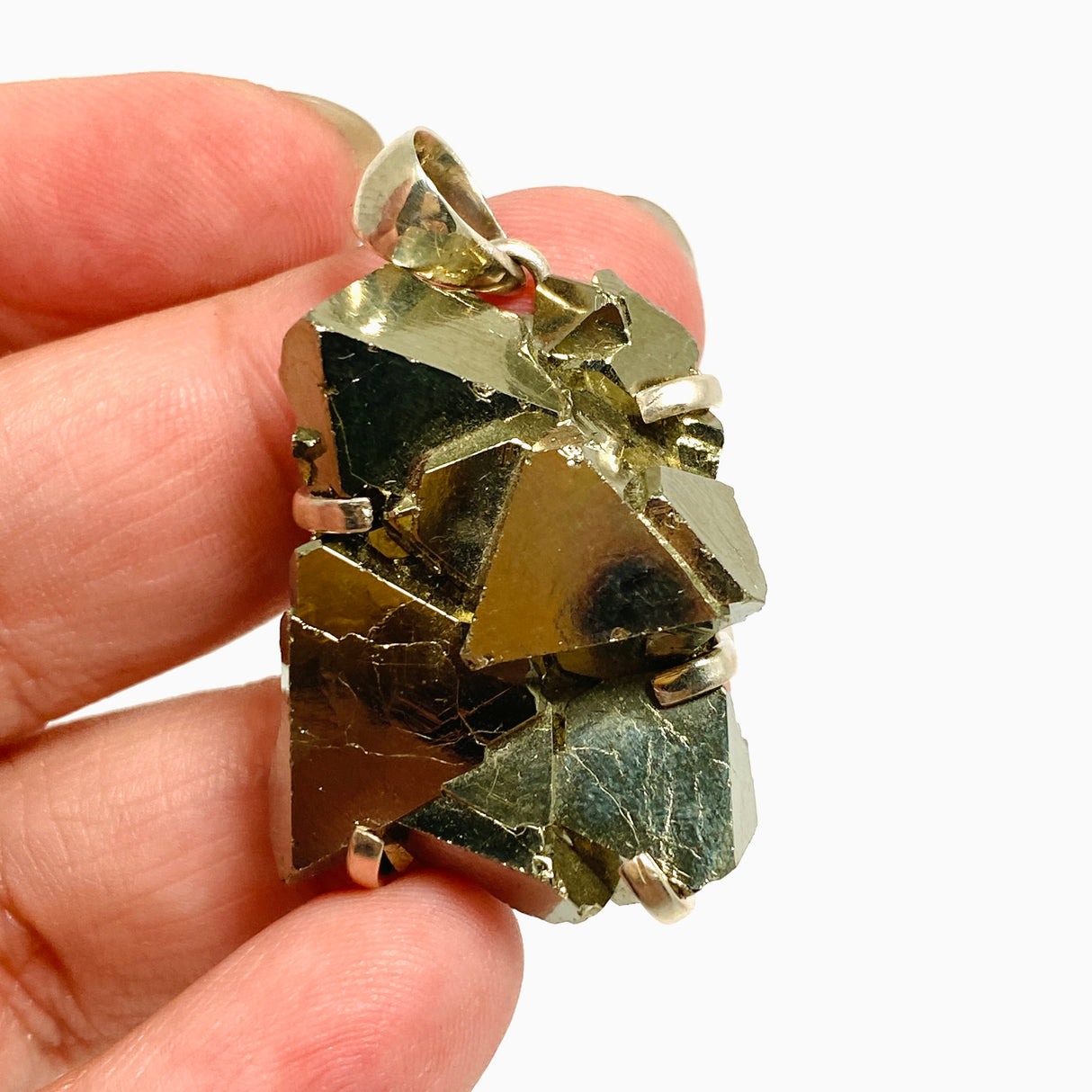 Pyrite (Peru) Octahedral Raw Crystal Pendant PPGJ1109