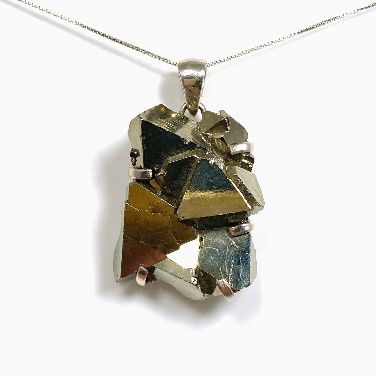 Pyrite (Peru) Octahedral Raw Crystal Pendant PPGJ1109