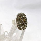 Pyrite Raw Oval Ring with Brushed Silver Band Size 8 KRGJ3193 - Nature's Magick