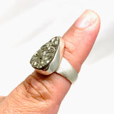 Pyrite Raw Teardrop Ring with Brushed Silver Band Size 6 KRGJ3141 - Nature's Magick