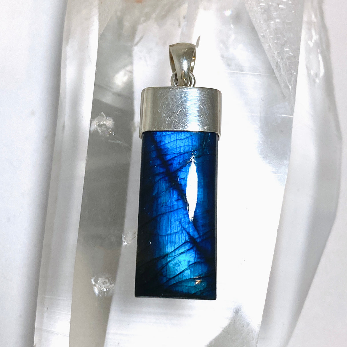 Rainbow Labradorite Rectangle Capped Pendant BTP-107