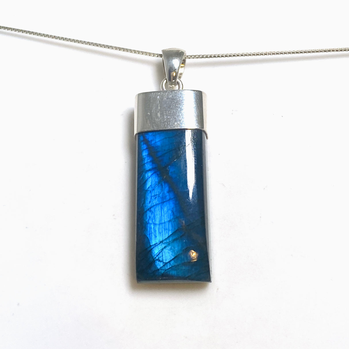 Rainbow Labradorite Rectangle Capped Pendant BTP-107