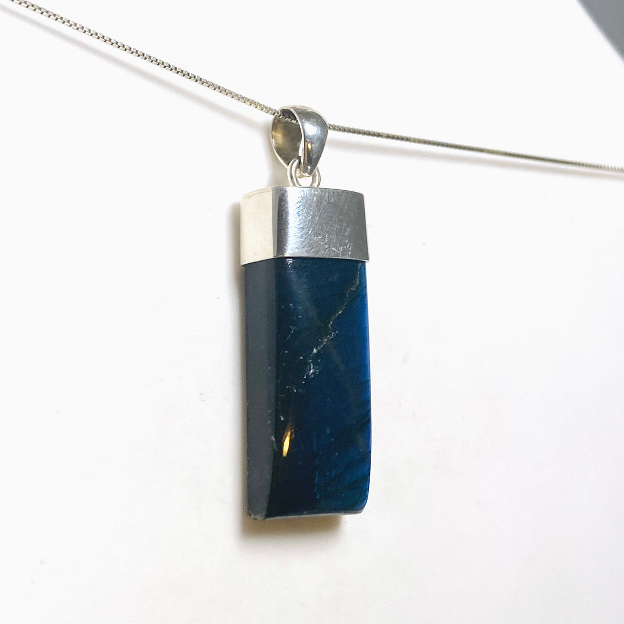 Rainbow Labradorite Rectangle Capped Pendant BTP-107