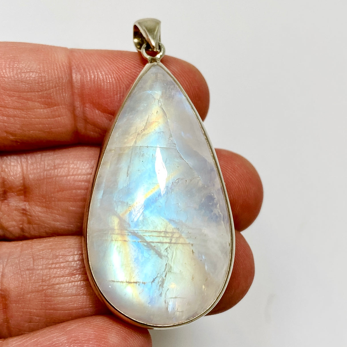 Rainbow Moonstone Teardrop Cabochon Pendant BTP-93