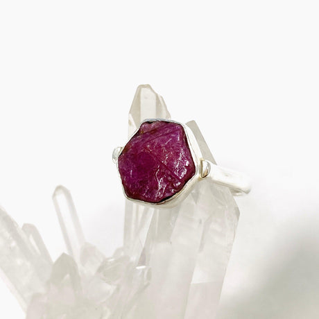 Raw Ruby Hexagonal Fine Band Ring R3-HEX - Nature's Magick