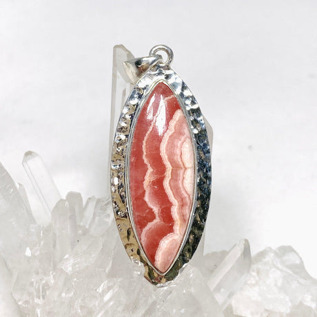 Rhodochrosite Marquise Pendant in a Hammered Setting KPGJ4331 - Nature's Magick