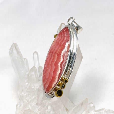 Rhodochrosite Marquise Pendant with Brass Accents KPGJ4332 - Nature's Magick
