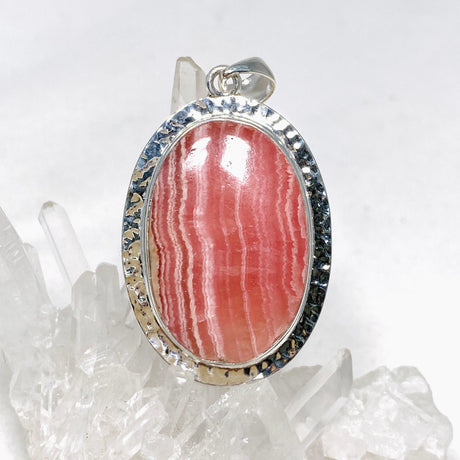 Rhodochrosite Oval Pendant in a Hammered Setting KPGJ4320 - Nature's Magick