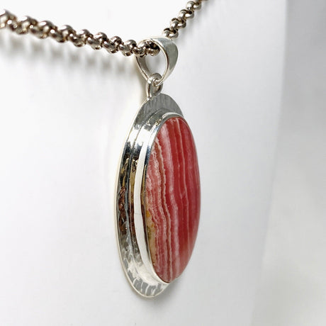 Rhodochrosite Oval Pendant in a Hammered Setting KPGJ4320 - Nature's Magick