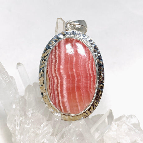 Rhodochrosite Oval Pendant in a Hammered Setting KPGJ4320 - Nature's Magick