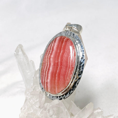 Rhodochrosite Oval Pendant in a Hammered Setting KPGJ4320 - Nature's Magick