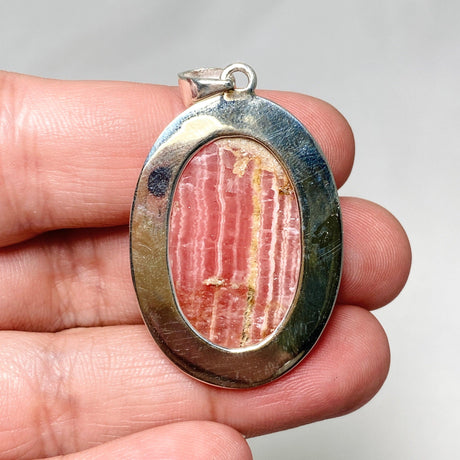 Rhodochrosite Oval Pendant in a Hammered Setting KPGJ4320 - Nature's Magick