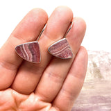 Rhodochrosite triangular earrings with long fixed hooks KEGJ526 - Nature's Magick