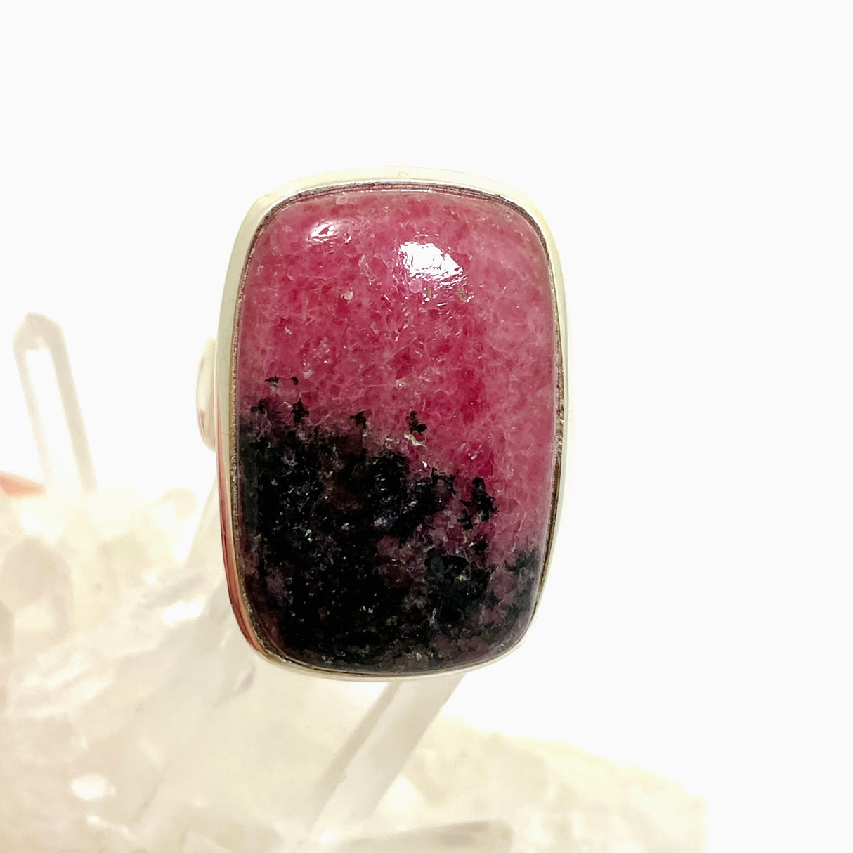 Rhodonite Rectangular Cabochon Ring Size 10.5 PRGJ896