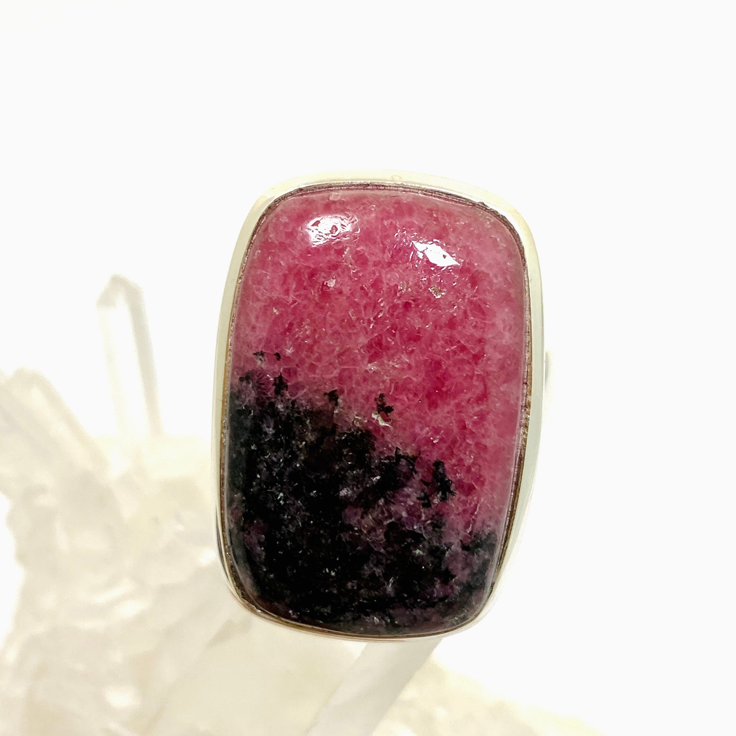 Rhodonite Rectangular Cabochon Ring Size 10.5 PRGJ896