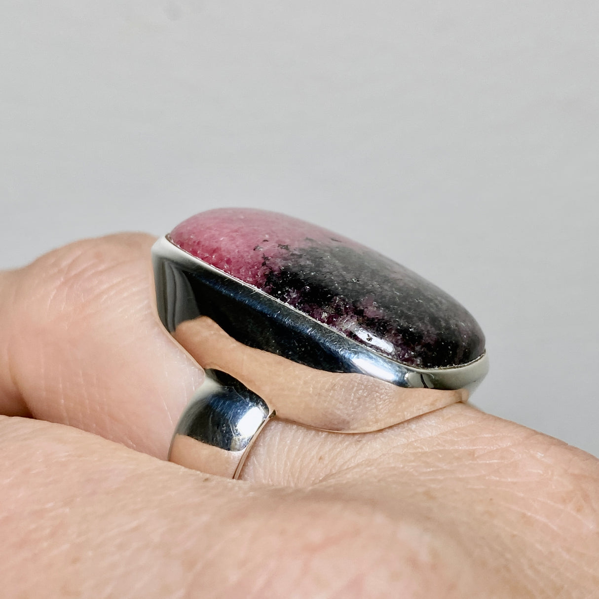 Rhodonite Rectangular Cabochon Ring Size 10.5 PRGJ896