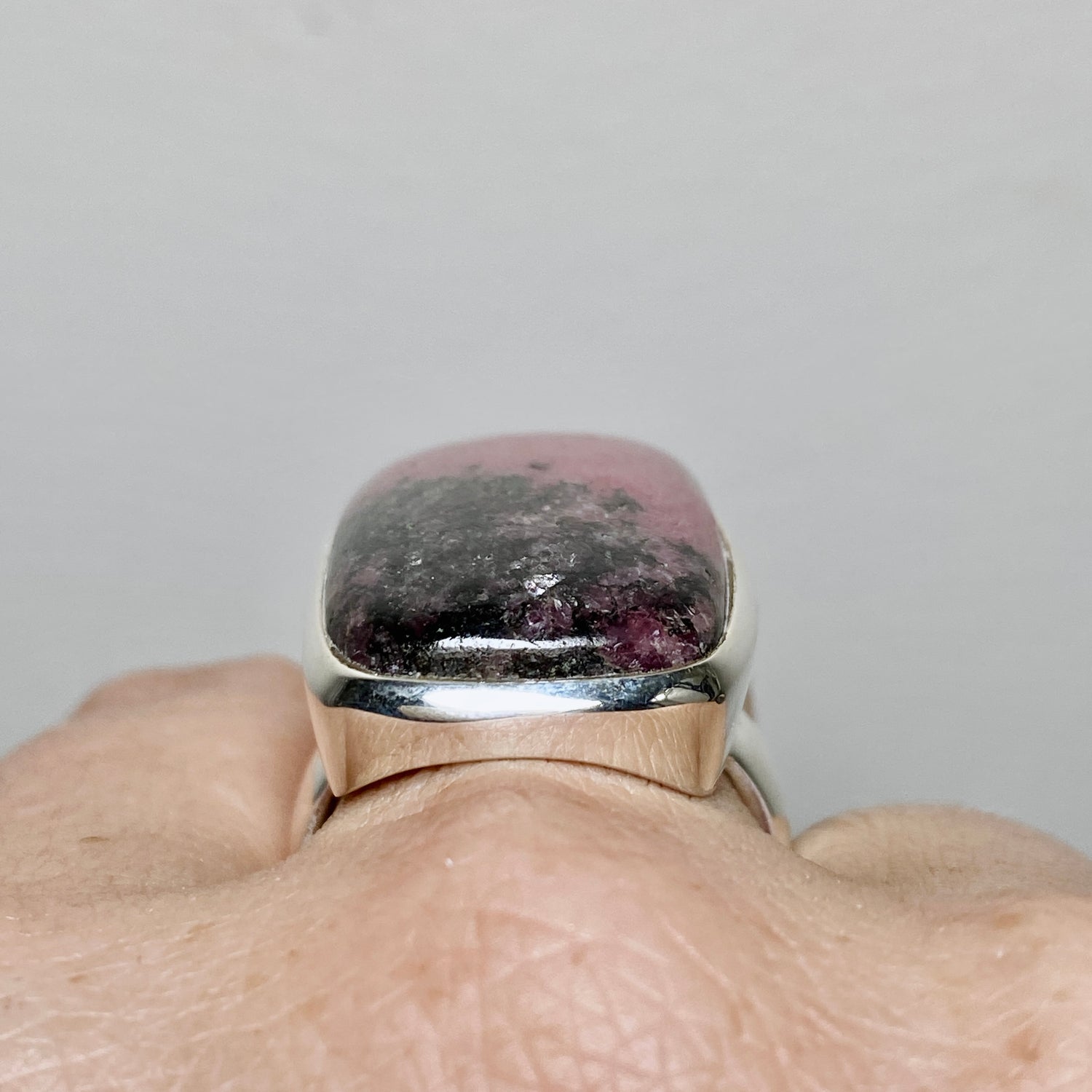 Rhodonite Rectangular Cabochon Ring Size 10.5 PRGJ896