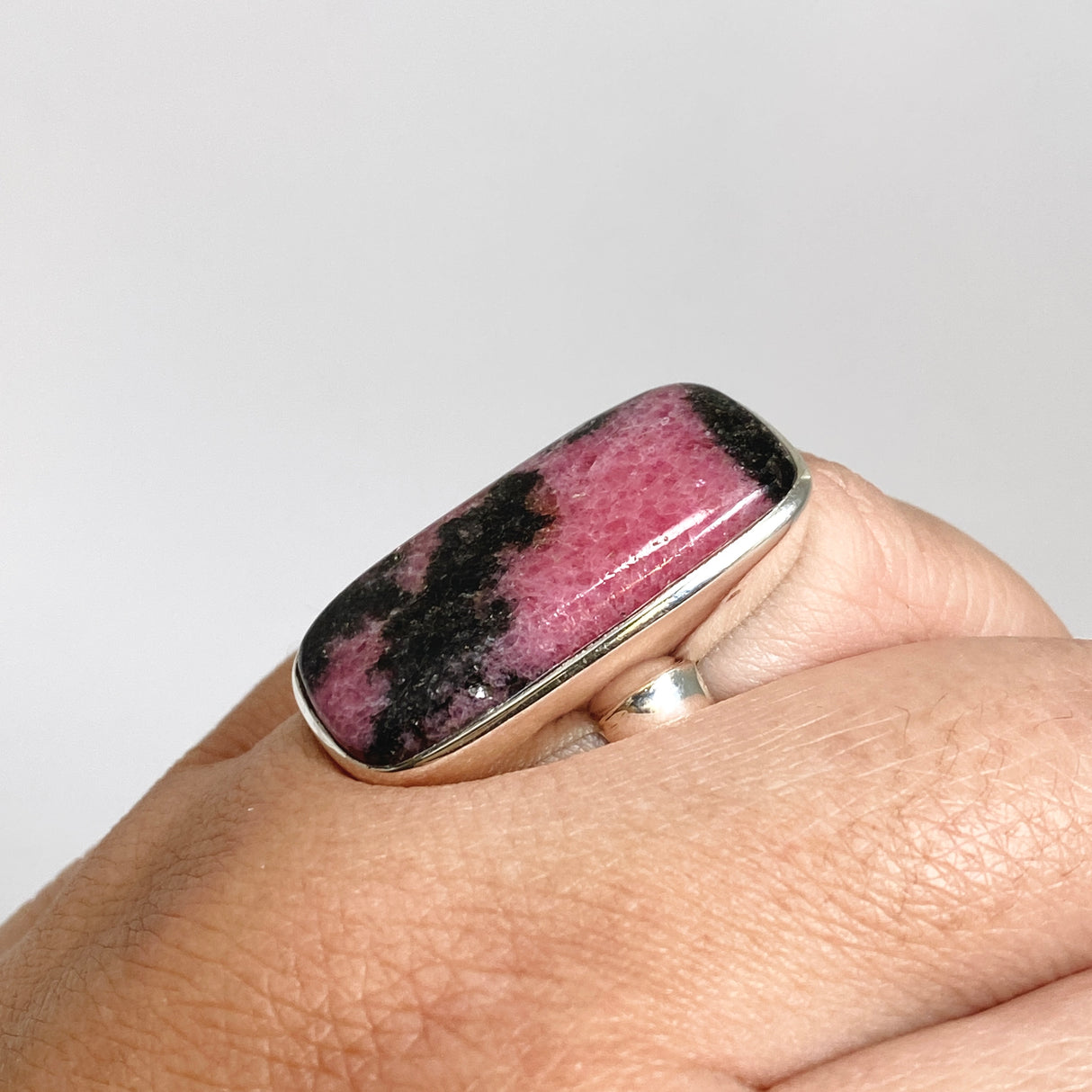 Rhodonite Rectangular Cabochon Ring Size 9.5 PRGJ1033