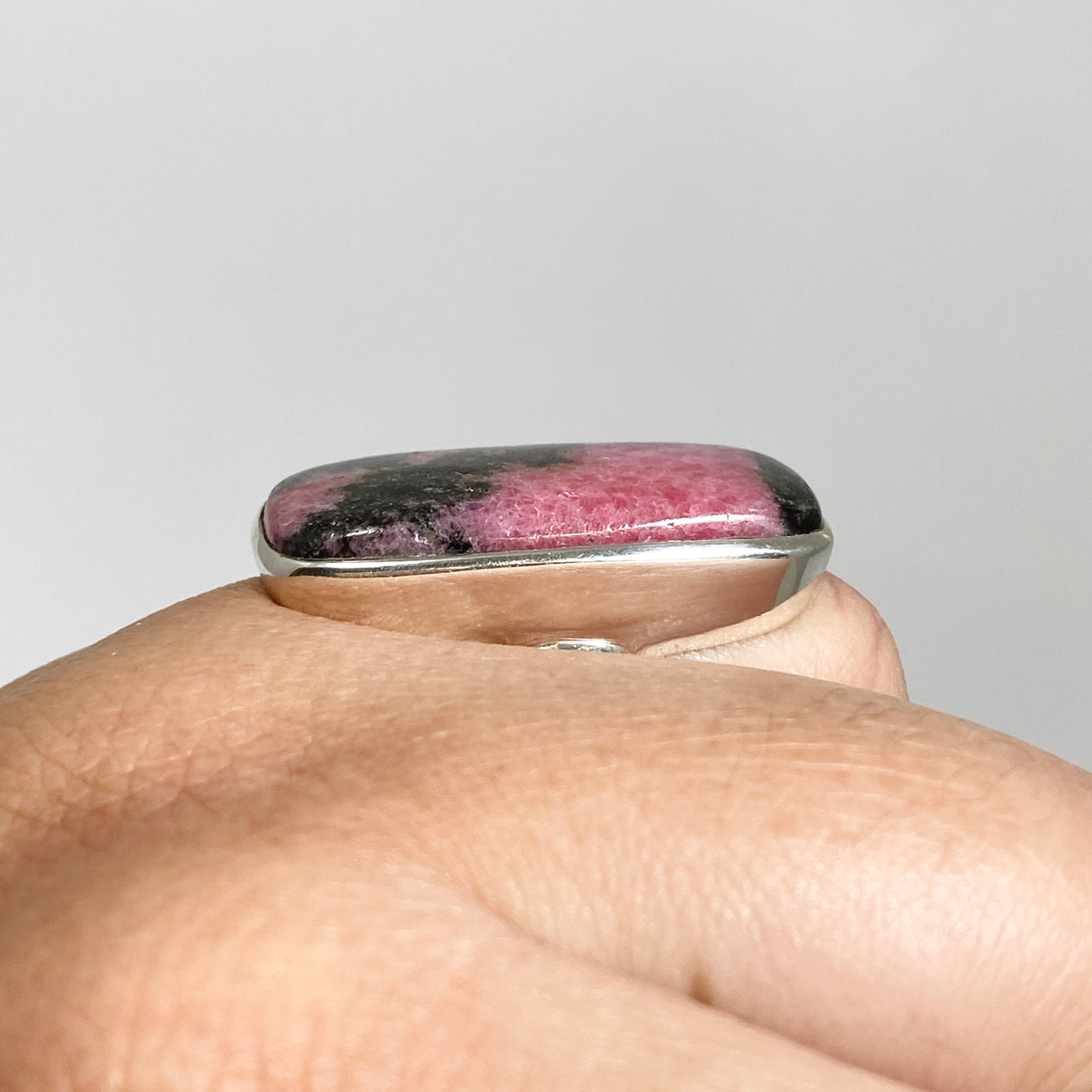 Rhodonite Rectangular Cabochon Ring Size 9.5 PRGJ1033