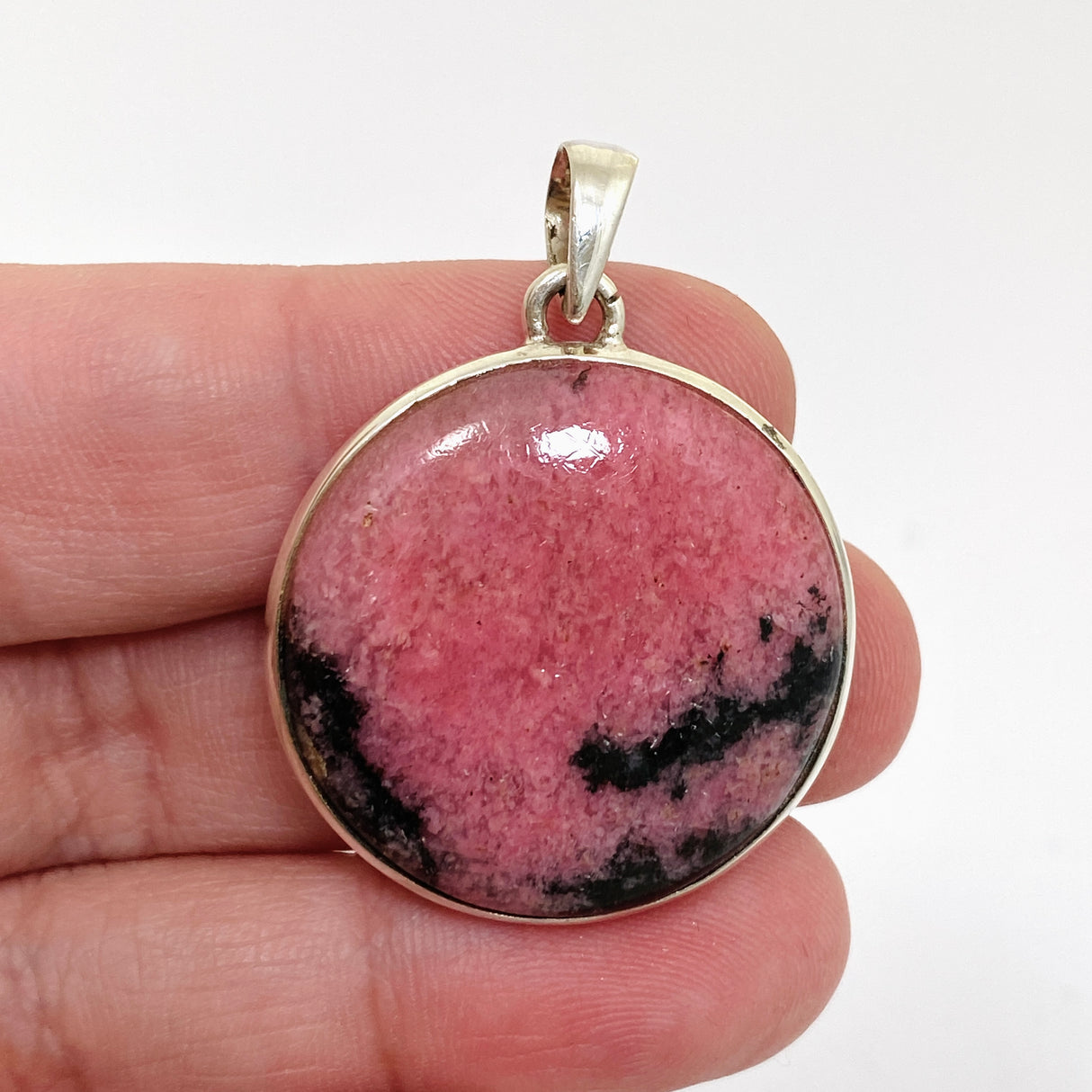 Rhodonite Round Cabochon Pendant PPGJ1057