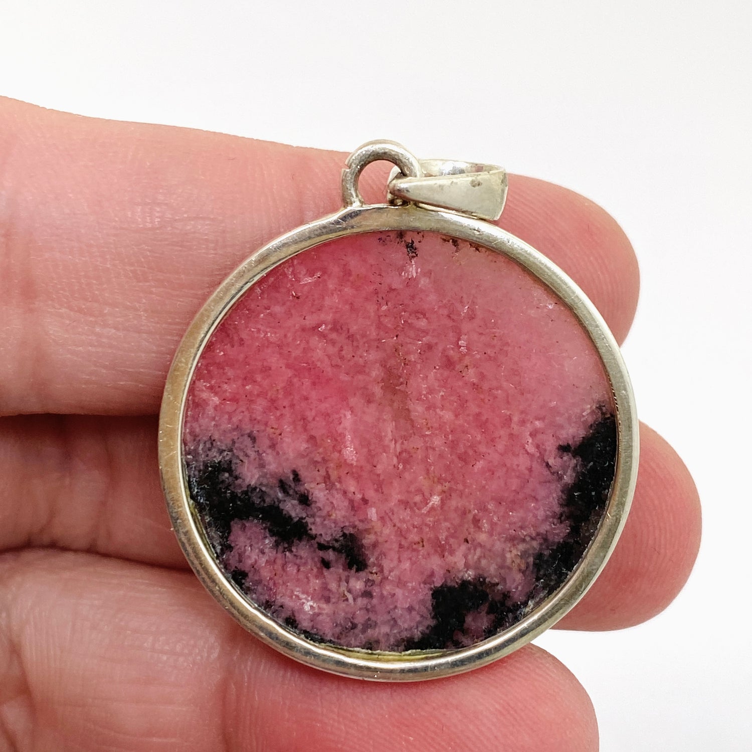 Rhodonite Round Cabochon Pendant PPGJ1057