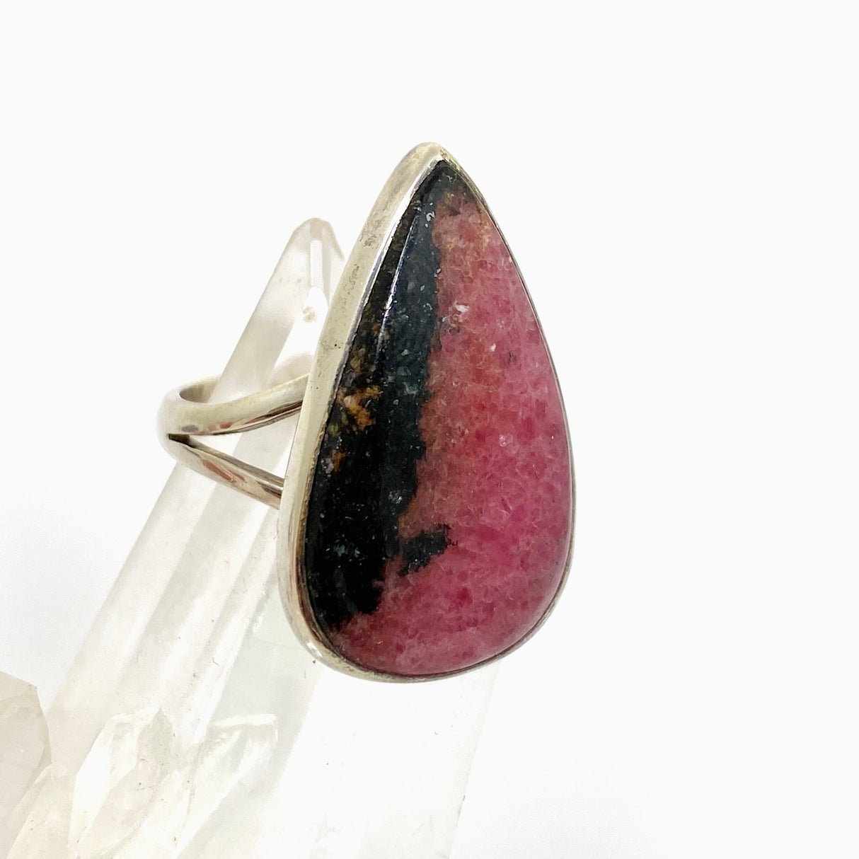 Rhodonite teardrop cabochon ring s.8 KRGJ1496