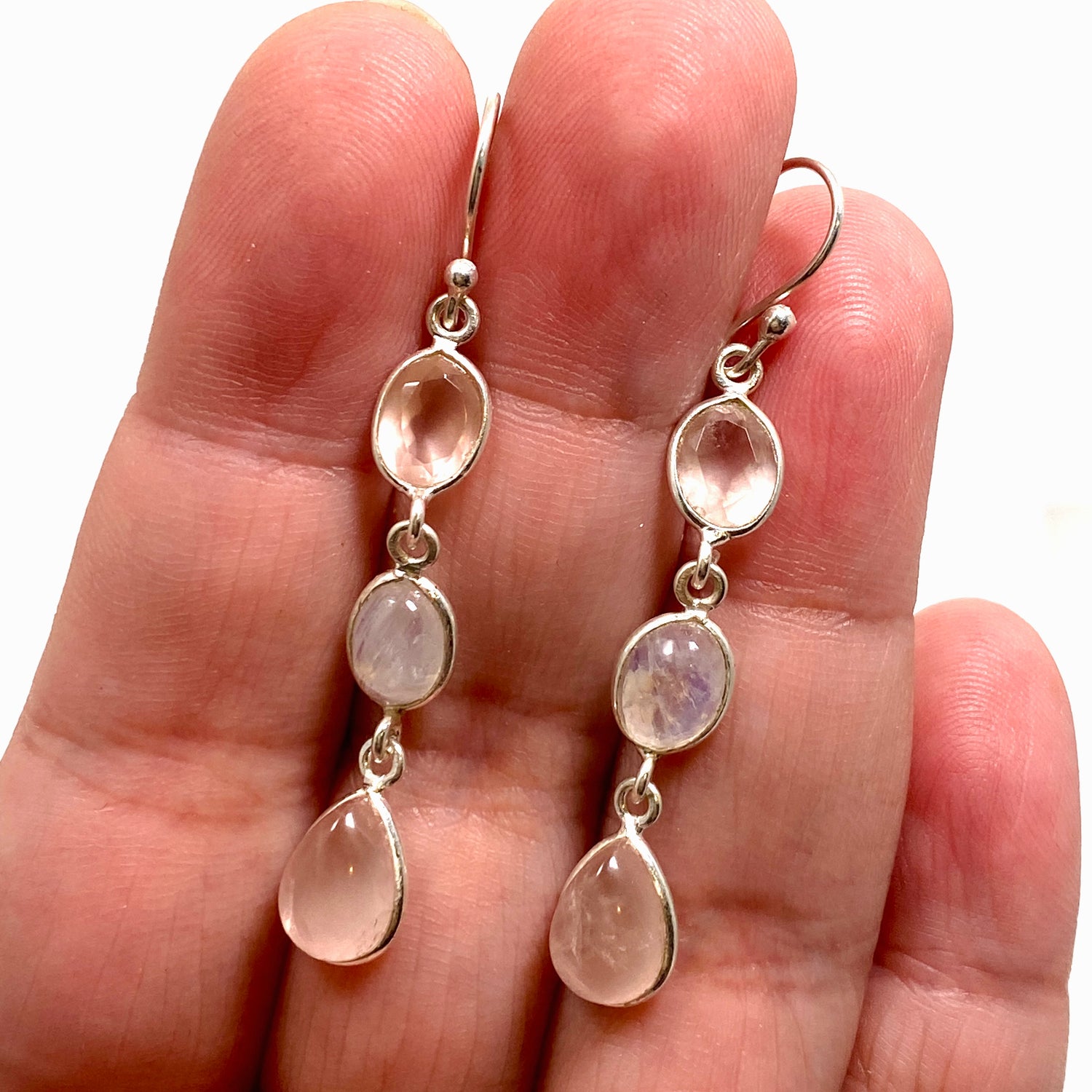 Rose Quartz and Moonstone Multi-stone Earrings F191