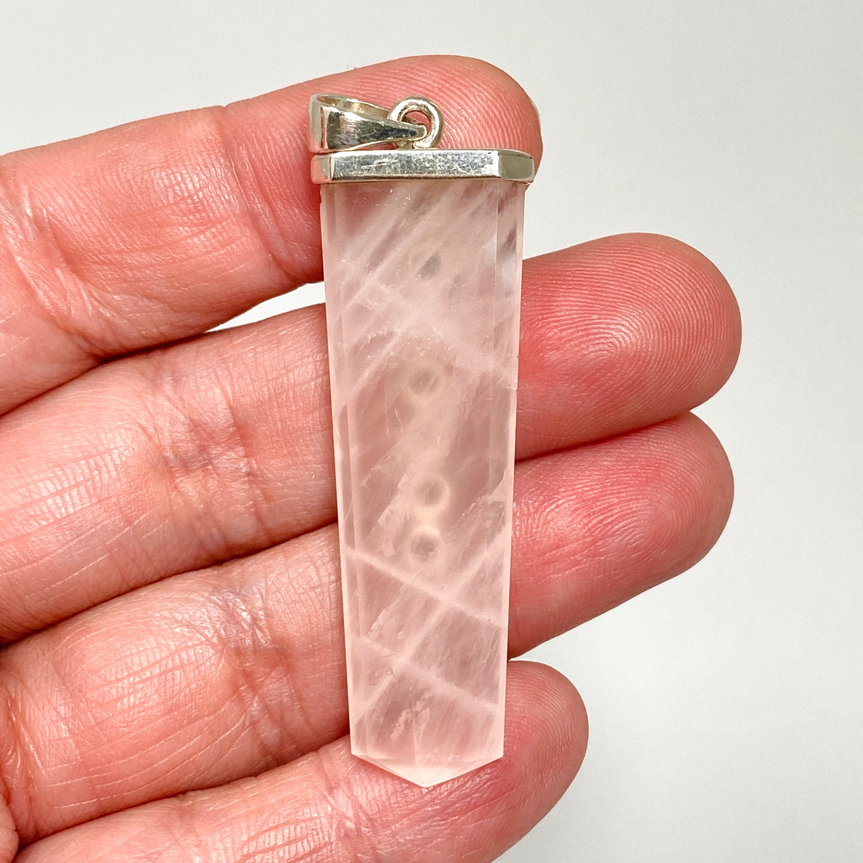 Rose Quartz Capped Wide Point Chakra Pendant PPGJ1243