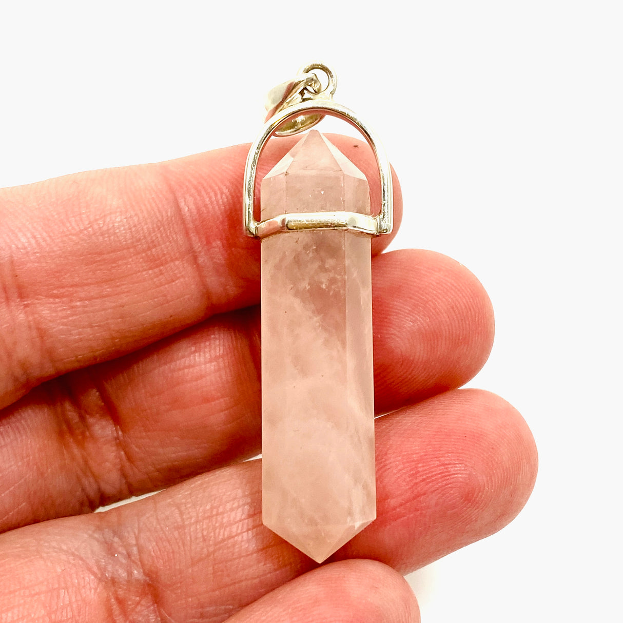 Rose Quartz Double Point Pendant with Amethyst Accent Stone PPGJ1023