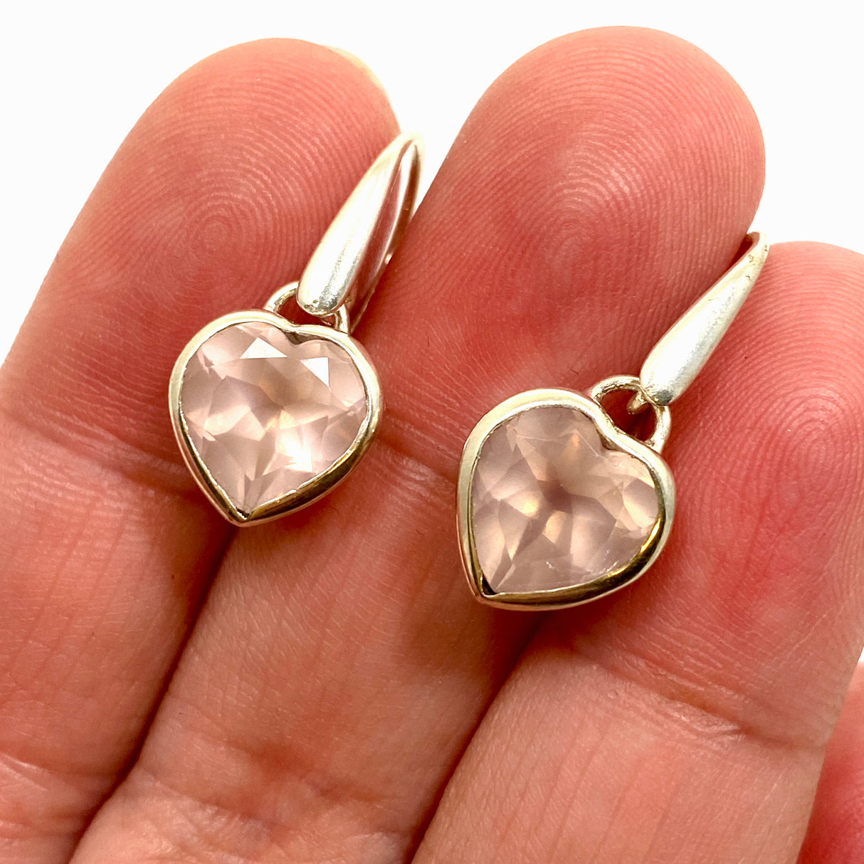 Rose Quartz Heart Faceted Earrings PEGJ323