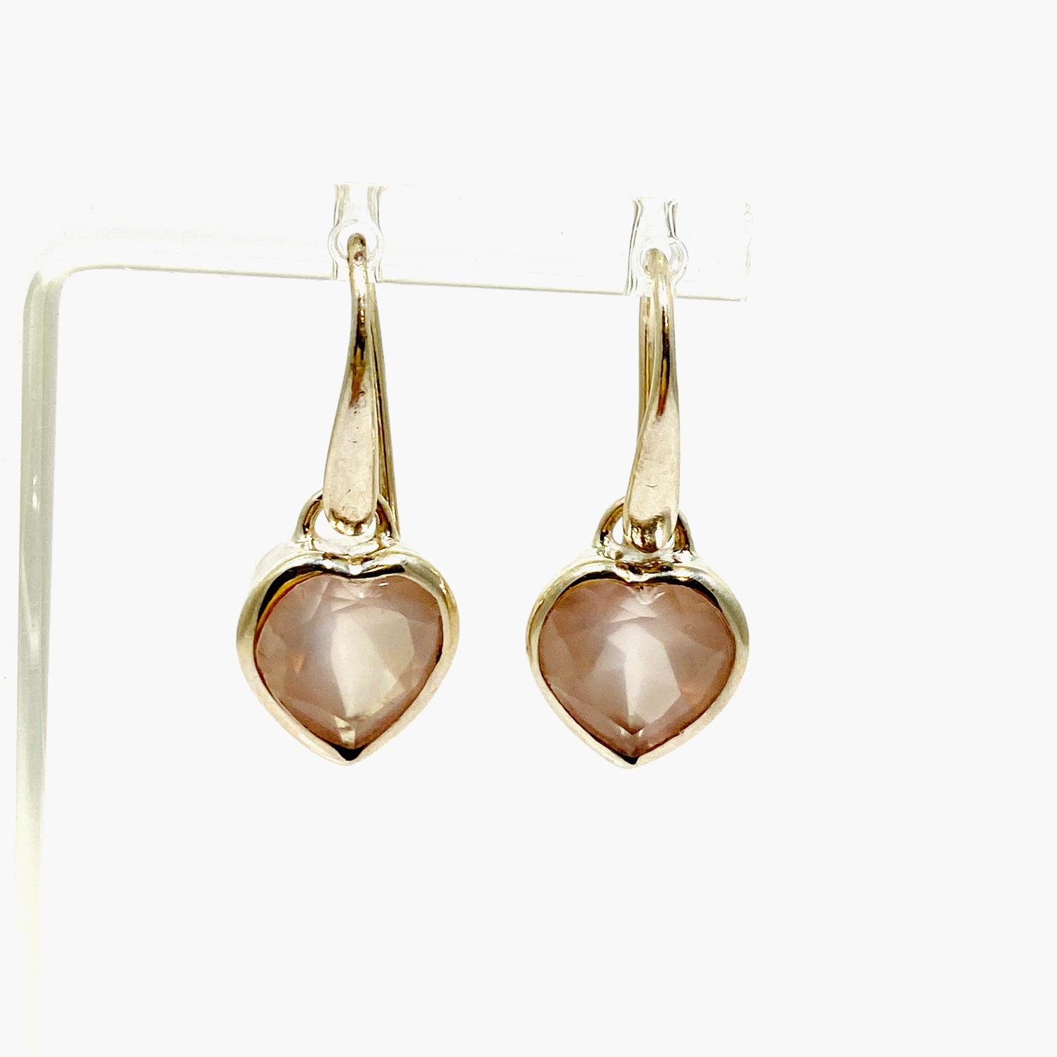 Rose Quartz Heart Faceted Earrings PEGJ323