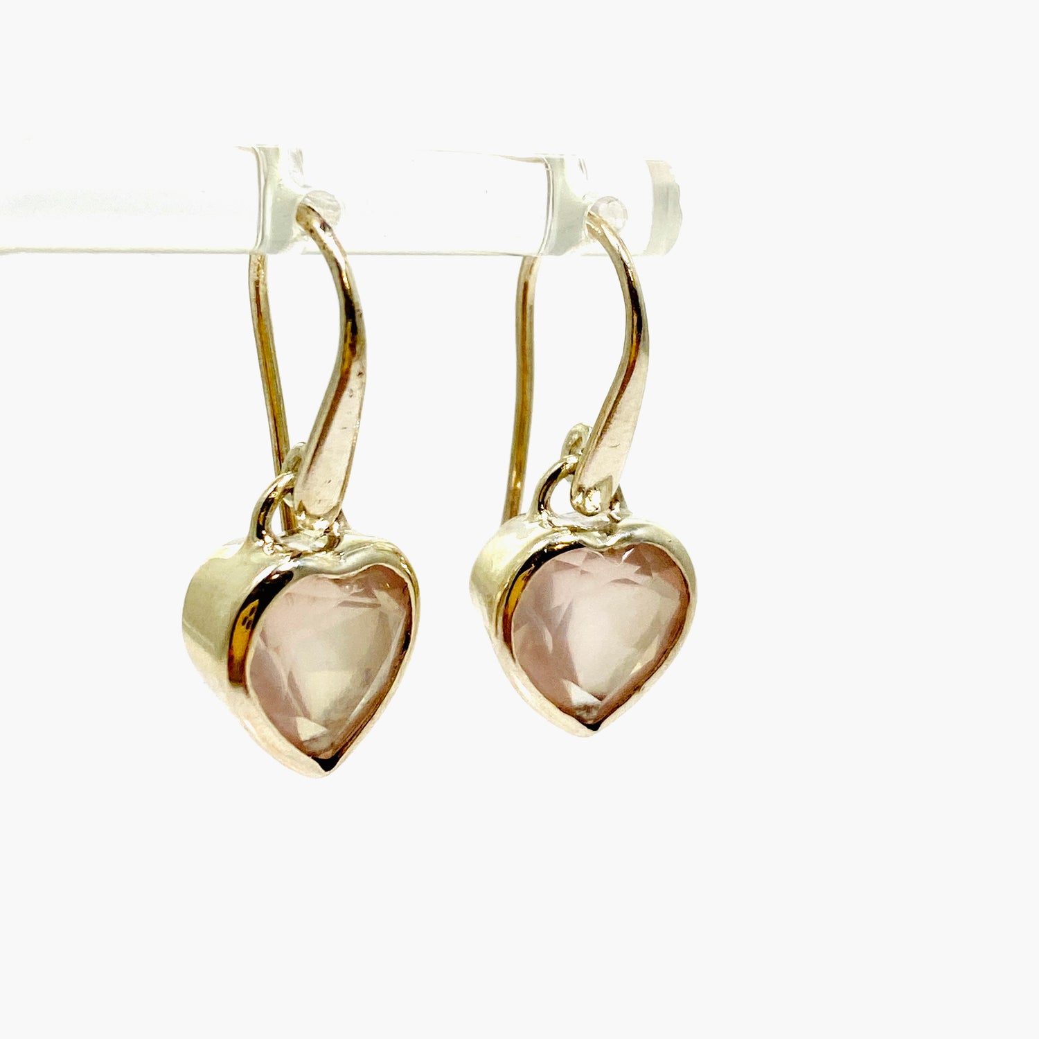 Rose Quartz Heart Faceted Earrings PEGJ323