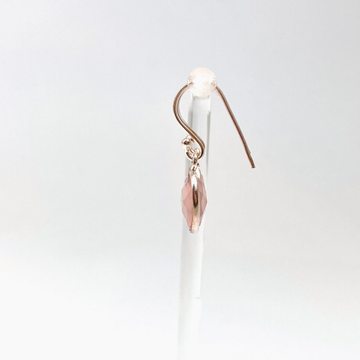 Rose Quartz Oval Checkerboard Faceted Earrings PEGJ405