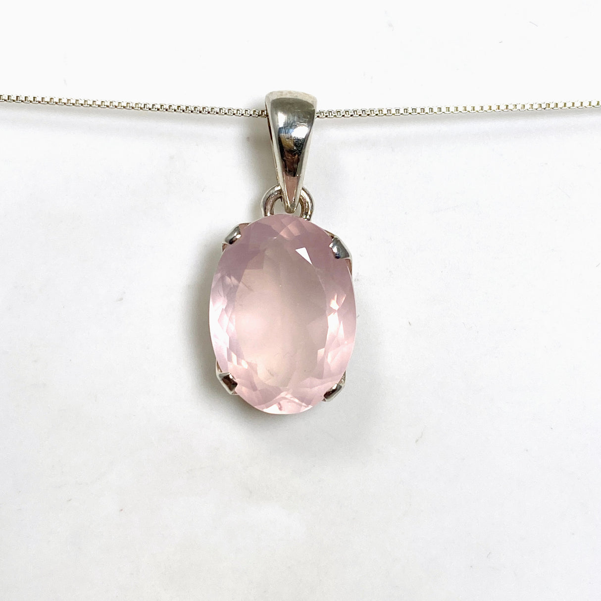 Rose Quartz Oval Faceted Pendant PPGJ1307