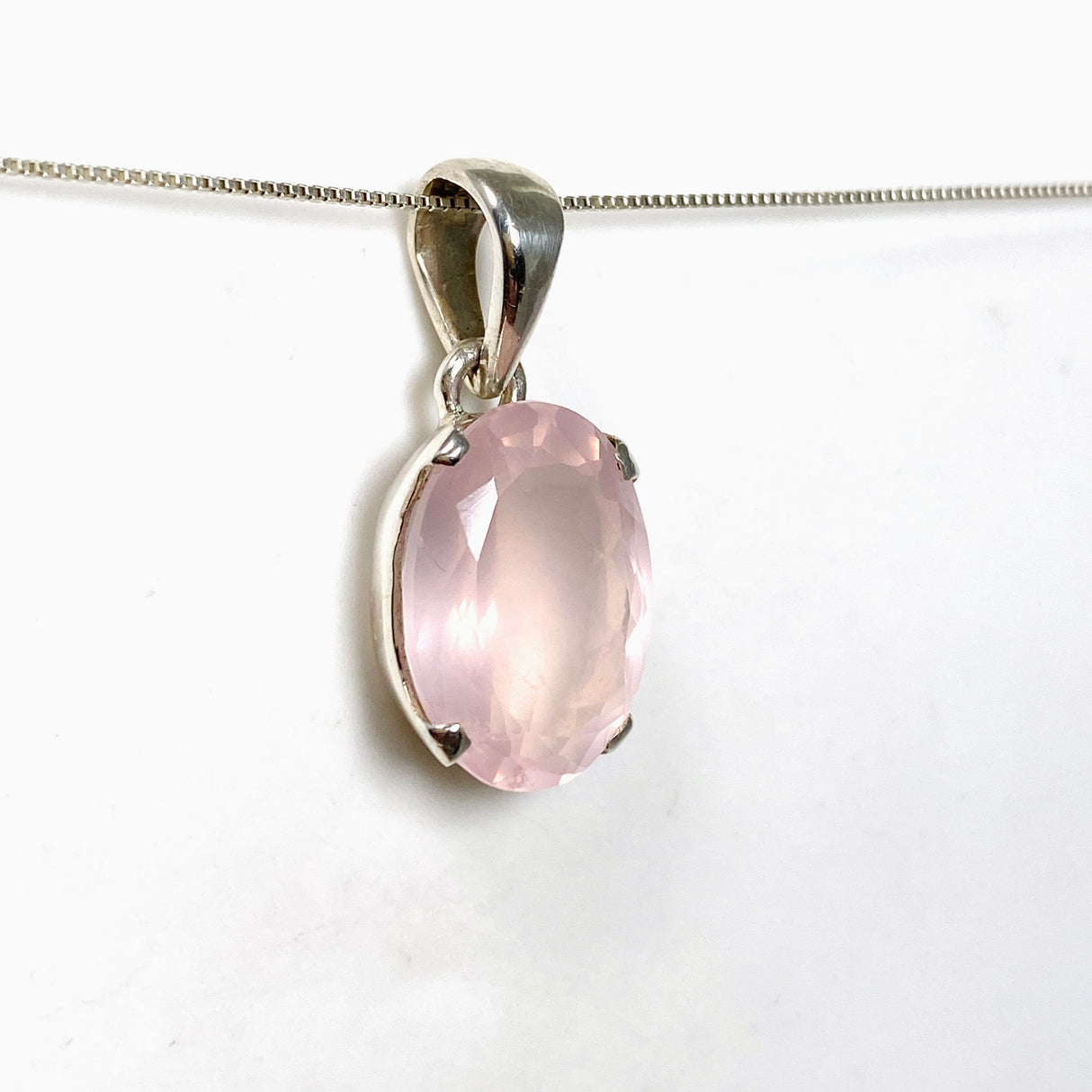 Rose Quartz Oval Faceted Pendant PPGJ1307