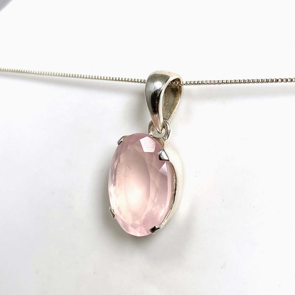 Rose Quartz Oval Faceted Pendant PPGJ1307