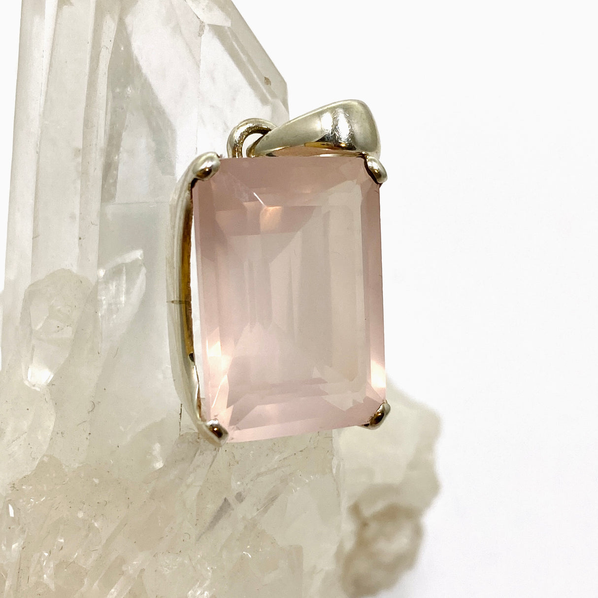 Rose Quartz Rectangular Faceted Pendant PPGJ1024