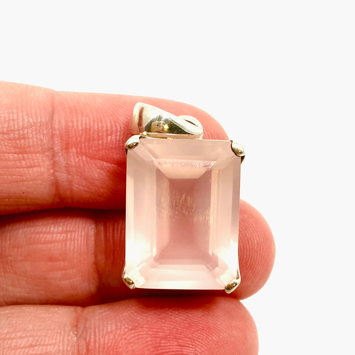 Rose Quartz Rectangular Faceted Pendant PPGJ1024
