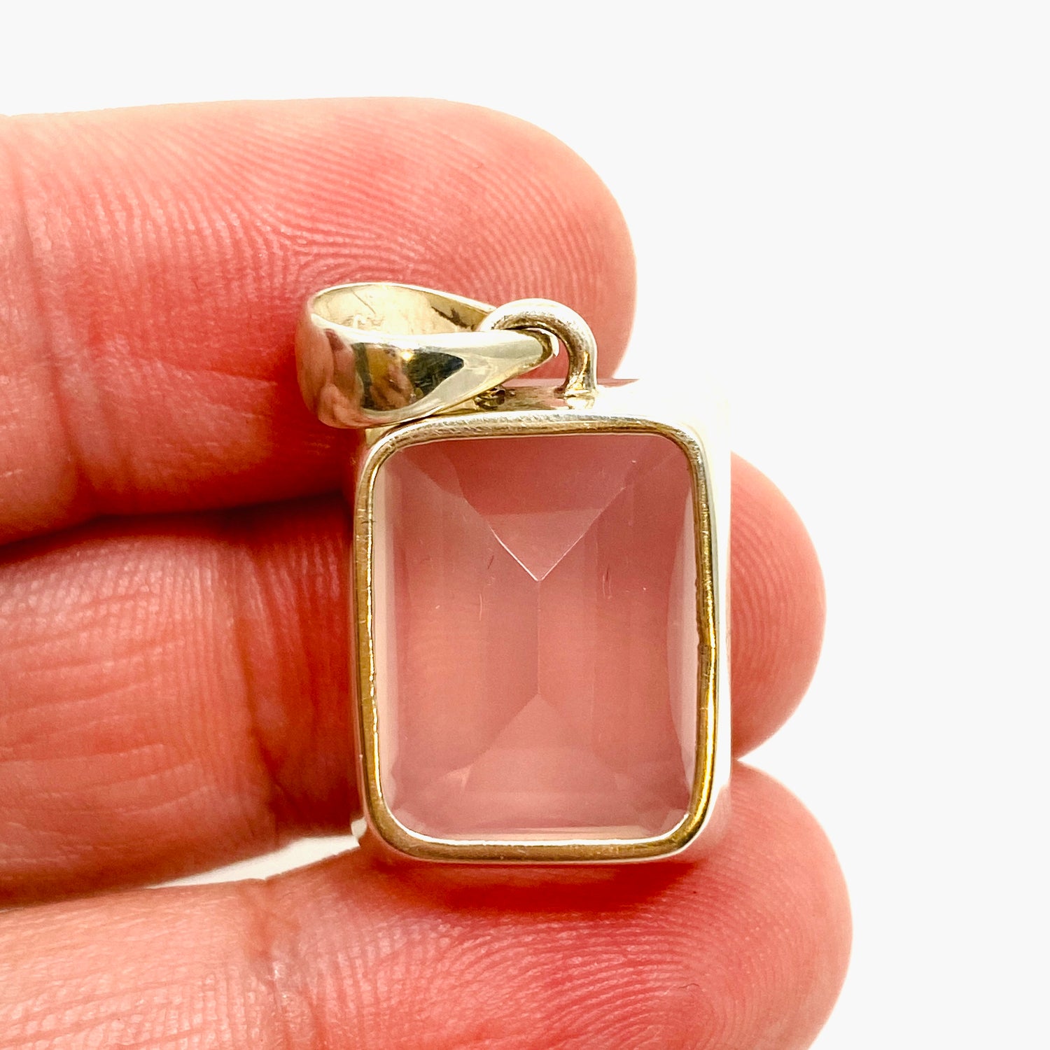 Rose Quartz Rectangular Faceted Pendant PPGJ1024