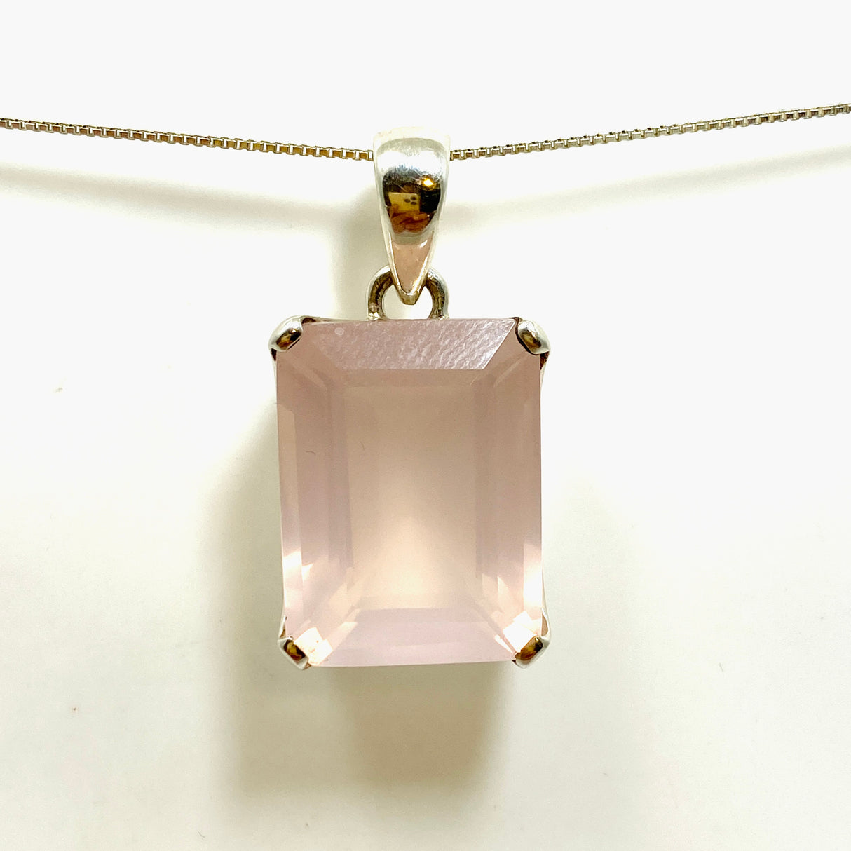 Rose Quartz Rectangular Faceted Pendant PPGJ1024
