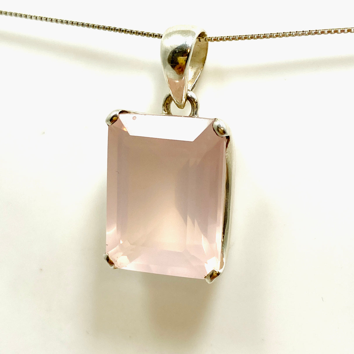 Rose Quartz Rectangular Faceted Pendant PPGJ1024