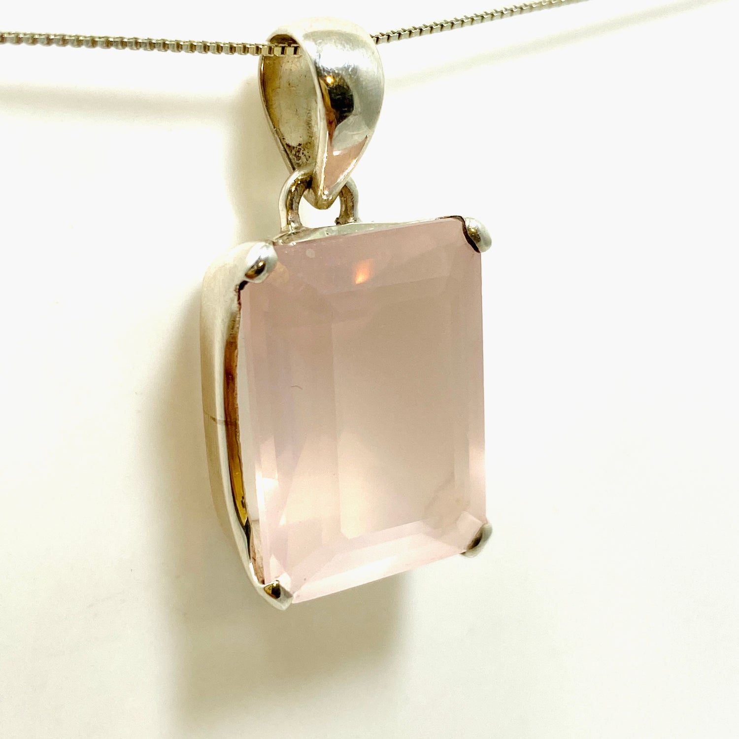 Rose Quartz Rectangular Faceted Pendant PPGJ1024